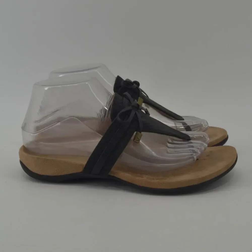 Vionic Black and Tan Comfort Thong Sandals